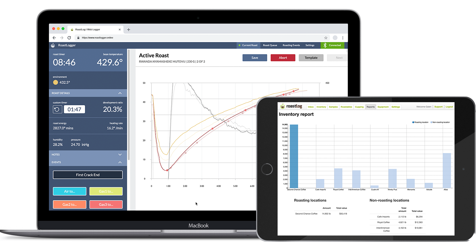 Roastlog device screenshots
